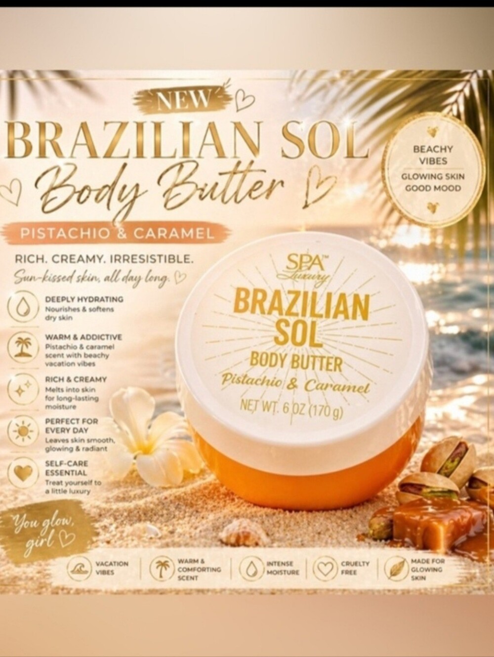 Brazilian Sol Pistachio & Caramel Body Butter